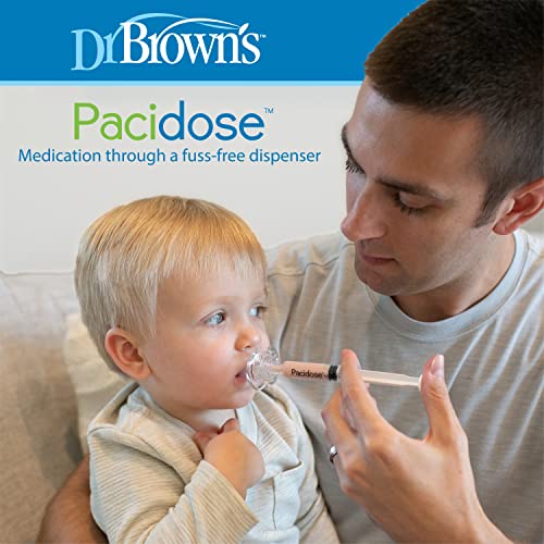 Dr. Brown's Pacidose Pacifier and Liquid Baby Medicine Dispenser with Oral Syringe and Two Sizes of Pacifier Bulbs - 0-6m and 6-18m