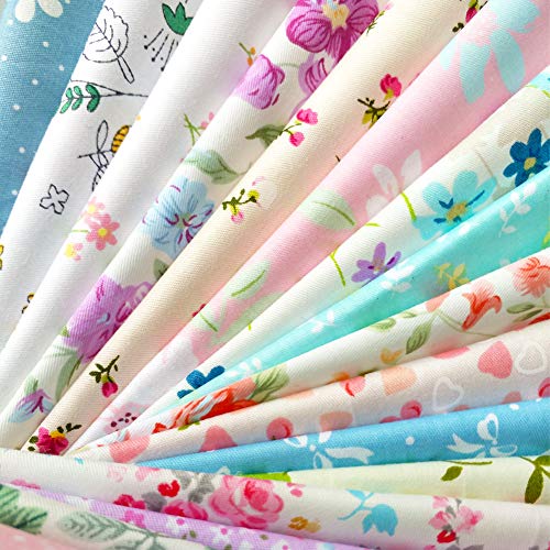 flic-flac 25pcs 12 x 12 inches (30cmx30cm) Cotton Fabric Squares Quilting Sewing Floral Precut Fabric Square Sheets for Craft Patchwork