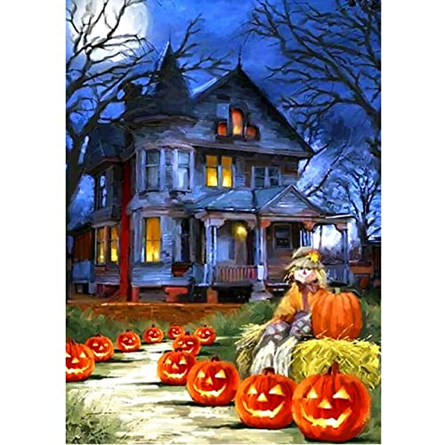 MXJSUA Halloween Diamond Painting Kits for Adults, Full Round Drill 5D Halloween Diamond Art Painting Kits for Adults, Fall Pumpkin Thanksgiving Diamond Painting Kits,12x16inch/30x40cm