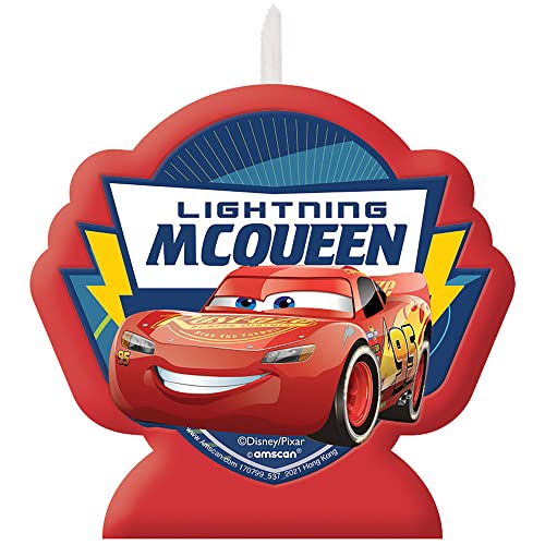Disney/Pixar Cars 3 Multicolor Birthday Candle - 3.5", 1 Piece - Fun & Vibrant Celebration Decor for Kids' Parties