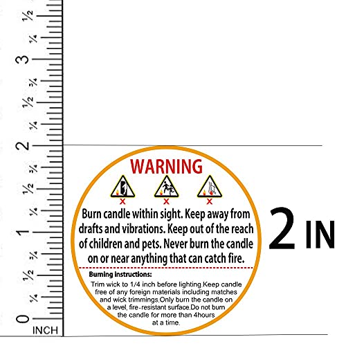 500Pcs Candle Warning Labels 2In, Candle Jar Container Stickers, Candle Wax for Candle Making Candle Stickers , Waterproof Wax Melting Candle Safety Stickers, Clearly, Easy to Read, Do Not Fall Off