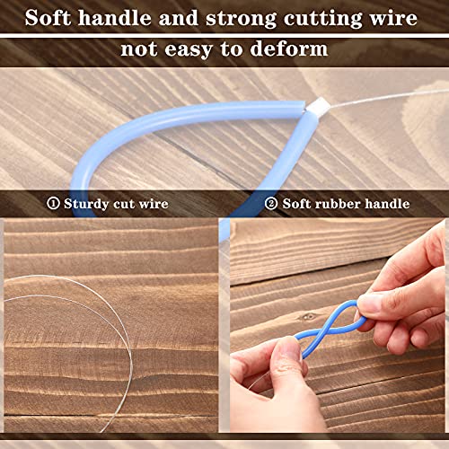 2 Pieces Clay Cutters Wire Steel Wire Clay Cutter Cutting Pottery Tools with Plastic Handle for Clay Artists Cheese Plasticine Dough Cutting Sculpting Pottery Tools (Blue)