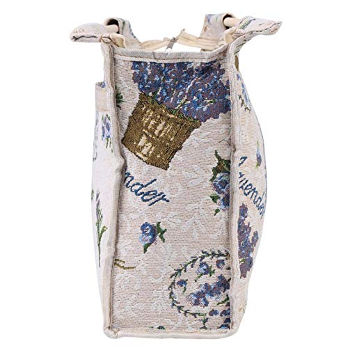 Zerodis Woven Storage Bag with Handle Fabric Exquisite Practical Wood for Knitting Needles Sewing Tools(Blue Flower)