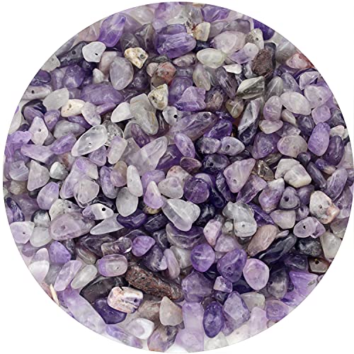 Natural Chip Stone Beads Amethyst 5-8mm About 200 Pieces Irregular Gemstones Healing Crystal Loose Rocks Bead Hole Drilled DIY for Bracelet Jewelry Making Crafting (5-8mm, Amethyst)