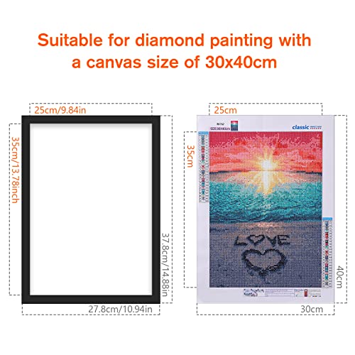 MXJSUA Diamond Painting Frames for 12x16in/30x40cm Diamond Painting Canvas, Magnetic Self-adhesive Diamond painting Frames for Diamond Painting Pictures, Wall Gallery Frame with 3 Hooks, Black 1 Pack