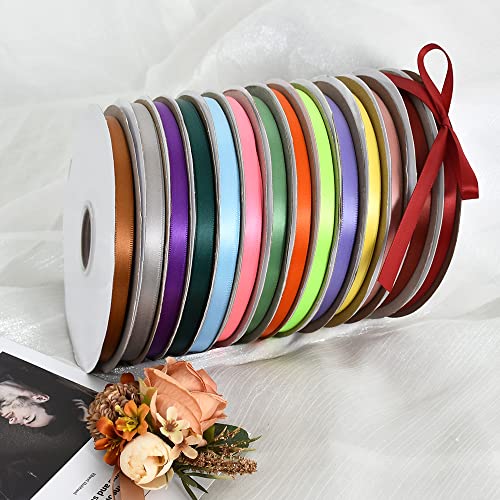 TONIFUL 3/8 Inch x 100yds Scarlet Dark Red Satin Ribbon Thin Solid Fabric Ribbons Roll for Gift Wrapping Invitation Floral Hair Balloons Craft Sewing Party Wedding Decoration Valentine's Day