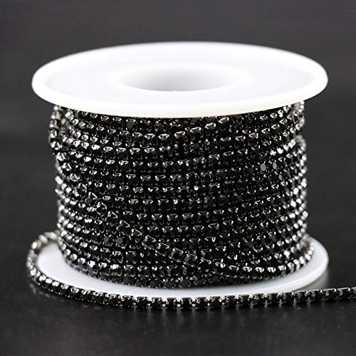 Jerler 10 Yards Crystal Rhinestone Trim SS8.5/2.5mm, Close Chain for Sewing Crafts Ideal Wedding Party DIY Decoration