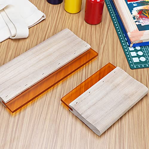 DELIOU Silk Stencil Screen Printing Squeegee，Wooden Ink Scraper for Screen Printing (5.9 inch) Water Squeegee - 75 Durometer) (5.9inch)