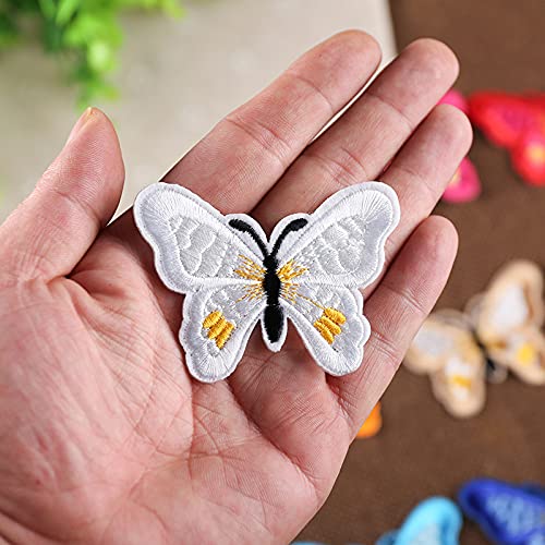 6 Pcs Big Plum Blossom/Small Slice of Plum Blossom Iron On Patches Embroidery Flower Appliques (Light Pink Plum Blossom + Butterfly)