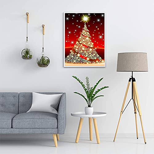 EKOVCO Didmond Painting Kits for Adults, DIY 5D Diamond Art Christmas Tree Picture, Full Drill Reinhstone Stocking Stuffers Christmas Gift for Women Kids Grils Friends Home Wall Decor 12x16 inch