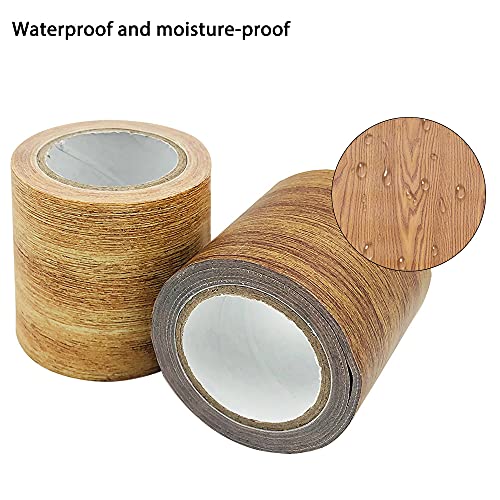 SourceTon 2.2 Inch x 15 Feet Repair Tape for Wood, 2 Roll Wood Grain Tape Repair Tape Patch Wood Adhesive for Door Floor Chair Table (Brown Antique and Natural Oak)