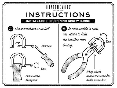 CRAFTMEMORE 5/8 Inch (Inside Width) D-Rings with Closing Screw Shackle Key Holder Horseshoe U Shape Dee Ring DIY Leather Craft Purse Replacement 4 pcs (Gunmetal)