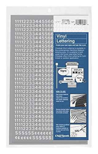 Chartpak Self-Adhesive Vinyl Numbers, 1/4 Inch High, White, 718 per Pack (01106)