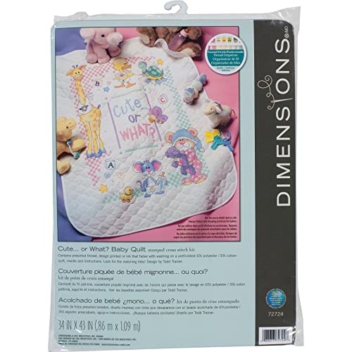 Dimensions Stamped Cross Stitch 'Cute or What?' DIY Baby Quilt, 34" x 43"