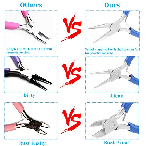 Jewelry Pliers, Shynek 6pcs Jewelry Making Pliers Tools with Needle Nose Pliers/Chain Nose Pliers, Round Nose Pliers, Nylon Jaw Pliers, Wire Cutter, Bent Nose Pliers and Crimping Pliers
