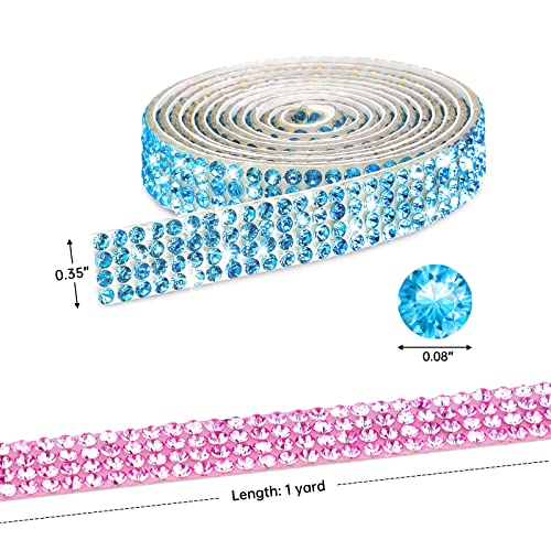 NiArt Self Adhesive Crystal Rhinestone Diamond Ribbon 6 Rolls, 0.9cm Wide Total 6 Yards Multi-Functional DIY Decorative Bling Gemstone Arts Crafts Sticker Tapes Glitter Shoes Clothes (Assorted Colors)