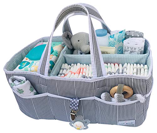 Lily Miles Baby Diaper Caddy - Large Organizer Tote Bag for Infant Boy or Girl - Baby Shower Basket - Nursery Must Haves - Registry Favorites - Collapsible Newborn Caddie Car Travel