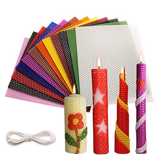Tafuero Beeswax Honeycomb Candle Sheets,12pcs Beeswax Candle Making Kit Natural 10" X 8",Make Your Own Ideas Candle for Kids and Adults,Making Handsome Rolling Candle for Hanukkah and Party