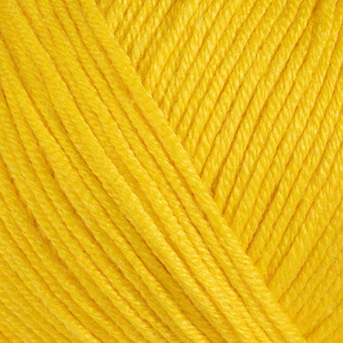 Estako Happy Cotton, (4 Skeins Pack ) 60% Cotton 40% Acrylic Yarn, Soft, Fine / Sport (2) for Crochet and Knitting (4 x 1.76 Oz ) / ( 4 x 180 Yrds) ( 4730 - Mustard Yellow )
