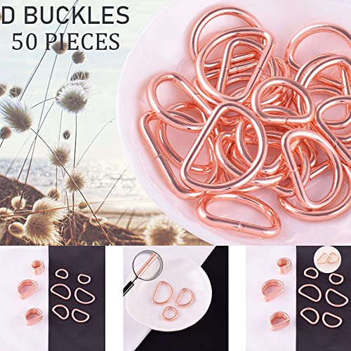Noyin Metal D Ring Buckle D-Ring Loop Rose gold Semi-Circular D Ring Webbing Buckle for bags purse Keychains Belts dog collar sewing Accessories (1'') D10