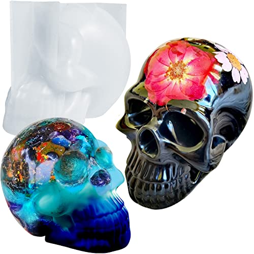 Skull Mold, Funstorm 3D Skull Silicone Molds for Resin, with Exact Detail, Upgraded Skull Epoxy Resin Molds for Candle Making, Resin Casting Art Crafts Home Decor, Outdoor, Holiday Decor
