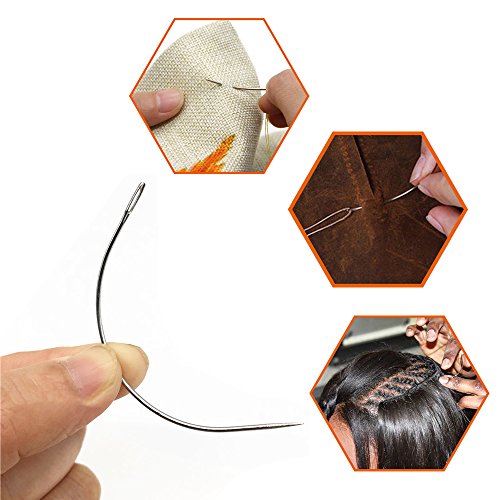 WIWAPLEX 20 Pieces Wig Making Pins Needles Set, Wig T Pins and C Curved Needles Hair Weave Needles for Wig Making, Blocking Knitting, Modelling and Crafts (20Pcs)