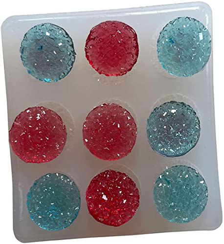 Szecl Resin Mold Cabochons for Jewelry Making Earrings 12mm Flat Round Gem Silicone Mold Sparkle Crystal Earrings Epoxy Mold Handmade Craft Jewelry DIY Accessories