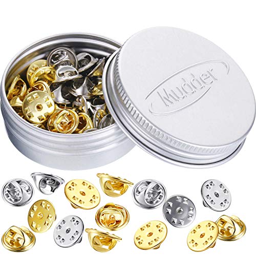 Brass Butterfly Clutch Badge Insignia Clutches Pin Backs Replacement (Gold, Silver, 50 Pieces)