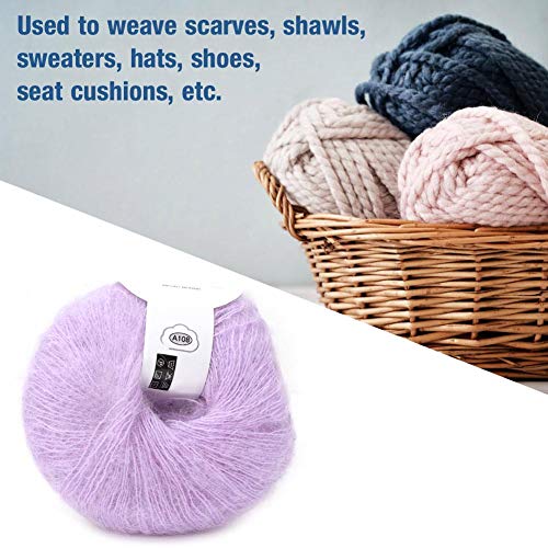 Wool Yarn for Knitting Soft Mohair Knit Long Wool Yarn DIY Scarf Crochet Thread Supplies (with a Crochet)(Violet)