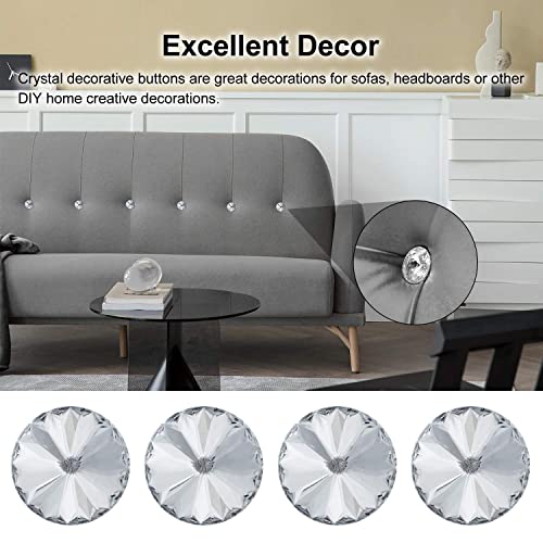 abcGoodefg 60PCS Rhinestone Tacks Crystal Buttons Clear Diamond Buttons Upholstery Buttons for Sewing Sofa Tufting Bed Headboard DIY Crafts Decoration (25MM)