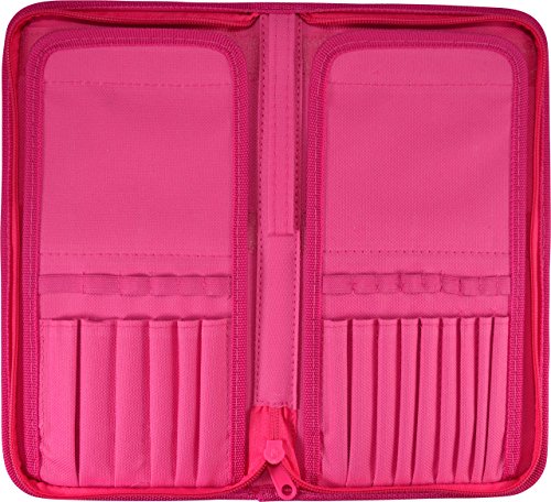 MyArtscape Paint Brush Holder, Pink Organizer for 15 Short Handle Brushes - Premium Fabric Case - Art Storage for Acrylic, Oil & Watercolor Paintbrushes - Artist Quality Supplies