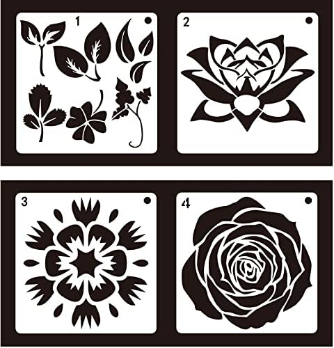 40 Pcs Floral Painting Stencils 6x6 Inches Flower Stencils for Painting, Scrapbook and Art Projects (2 Identical Sets)