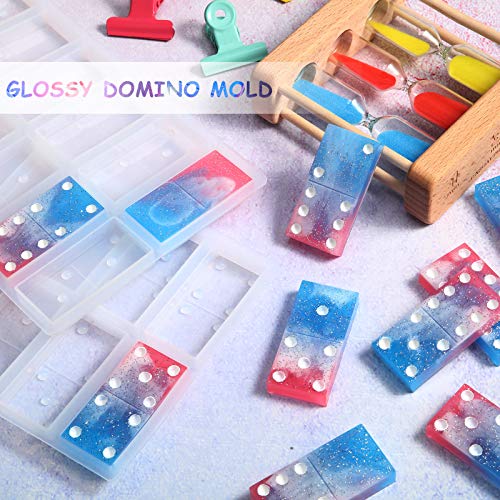 3 Sets Domino Resin Molds Silicone Resin Domino Games Mold Dominoes Mold for Resin 28 Cavities with Dots Epoxy Resin Casting Molds Silicone Molds for Domino DIY Resin Craft (Semi-Transparent)