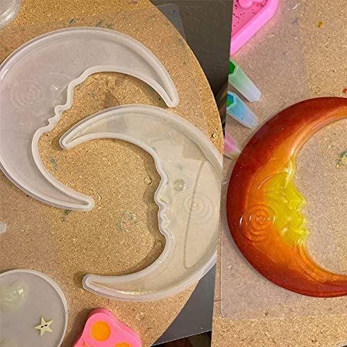 ZMCHE Large Moon Silicone Molds, 2 Pack Moon Resin Molds, Crescent Moons Epoxy Resin Molds for Room Decor Home Design