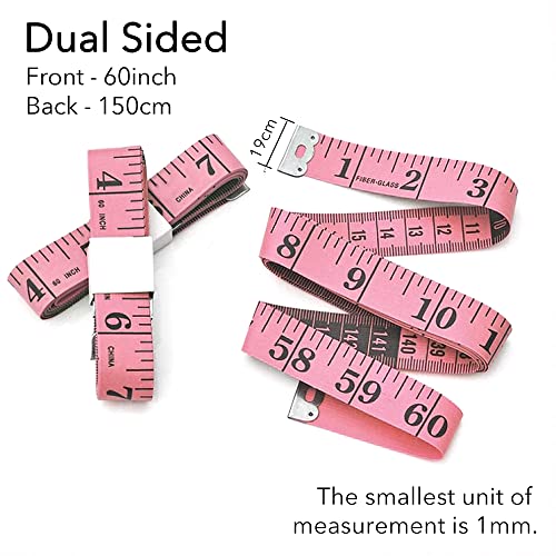 GXJTAPE Soft Tape Measure Double Scale Measuring Tape Body Sewing Flexible Ruler for Weight Loss Medical Body Measurement Sewing Tailor Craft Vinyl Ruler Accurate Dual Scales 150cm/60inch (Red)