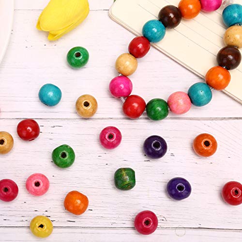 About 200 Pack 20mm Assorted Color Wood Beads - MeiMeiDa 20mm Round Colorful Wooden Beads with 4mm Hole, Painted Wooden Crafts Spacer Beads for Kids Adults DIY Jewelry Making, Crafting