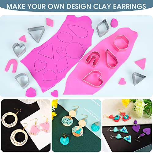 Polymer Clay Earrings Making Kit with 32pcs Polymer Clay Cutters, 24pcs Oven Bake Clay, 30 Set Earring Rings&Hooks for Earrings Making, Clay Earring Jewelry Making Kit for Beginner