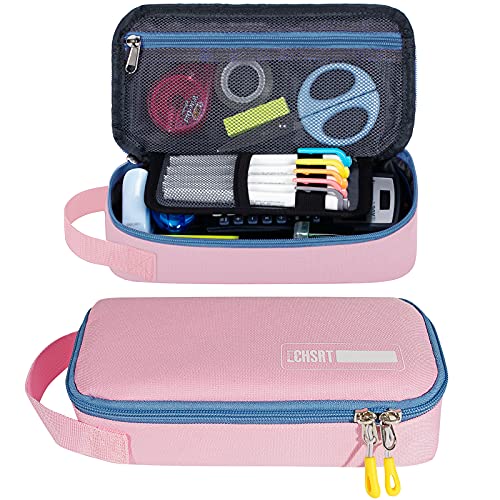 ECHSRT Large Pencil Case, Durable Pen Pouch with Big Capacity, Minimalist Portable Stationery Bag with Handle for College School & Office Pink