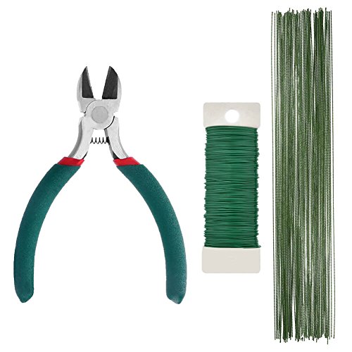 Paxcoo Floral Tape and Floral Wire Arrangement Tools Kit with Wire Cutter 26 Gauge Stem Wire and 22 Gauge Paddle Wire for Bouquet Stem Wrap Florist