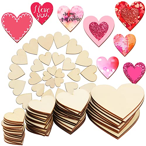 Outus 160 Pieces Christmas Blank Wood Heart Embellishments Wood Heart Slices for Wedding, Valentine, DIY, Arts, Crafts, Card Making