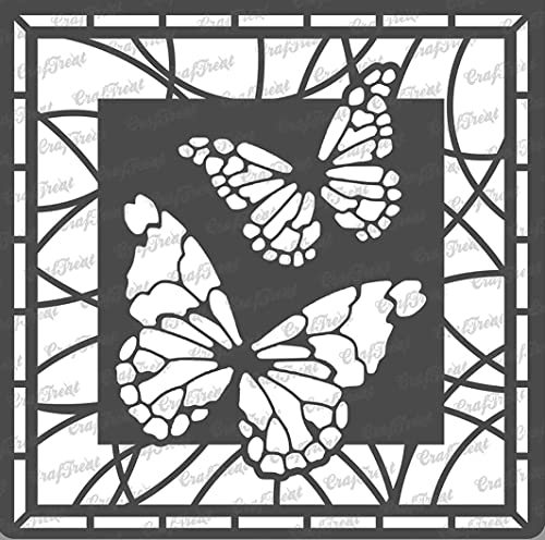 CrafTreat Butterfly Stencils for Painting on Wood, Canvas, Fabric, Wall and Tile - Stained Glass Butterflies Stencils - 6x6 Inches - Reusable DIY Art and Craft Stencils for Painting on Glass Bottles