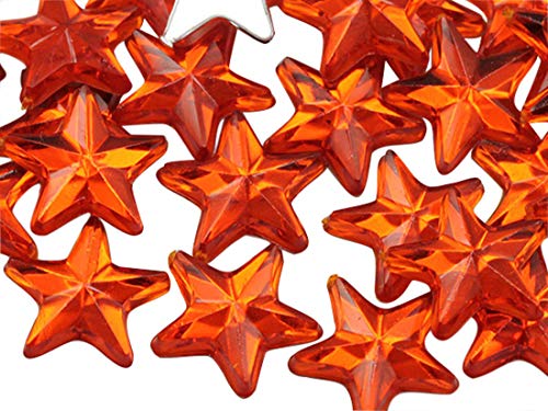 Allstarco Star Rhinestones Embelishments 15mm Flat Back Acrylic Plastic Gems for Jewelry, Crafts, Costumes, Invitations, Cosplay - 35 Pieces (Orange Hyacinth .HC)