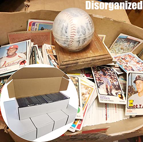 Trading Card Storage Box - Baseball Card Storage Organizer - Sports Card Storage Boxes for Baseball Card, Football Trading Cards, Game Card Holder 5 Pack - 1750 Count