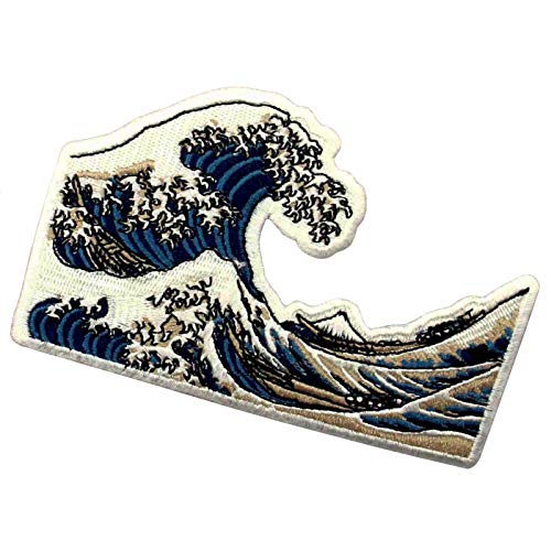 Great Wave Off Kanagawa Patch Embroidered Biker Applique Iron On Sew On Emblem