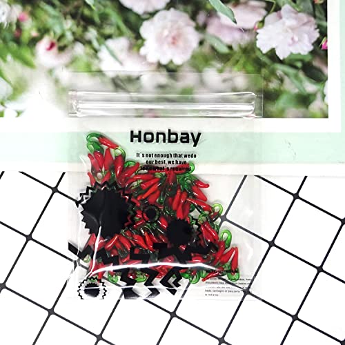 Honbay 100PCS Glass Chili Pepper Charms Pendant Mini Vegetable Food Beads for Earring Necklace Bracelet Keychain Crafts Making