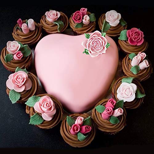 Mity rain Roses Collection Fondant Mold-Rose Flower and Leaves Shapes Silicone Mold for Sugarcraft Cake Decoration, Cupcake Topper, Polymer Clay, Candy, Chocolate, Soap Wax Making Crafting Projects