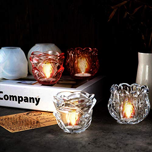 KHTAA 2 Style DIY Rose Flower Glass Glazed Cup Resin Mold Glazed Candlestick Base Candle Holder Silicone Mold Art Crafts Tools, DIY Molds for Resin Epoxy, Candle Wax, Soap, Bowl Mat Etc