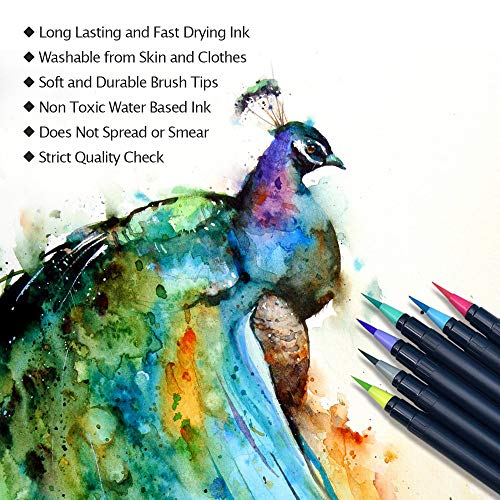 20 Colors Watercolor Markers Brush Pen, Watercolor Brush Markers for Adult Coloring Books Manga Comic
