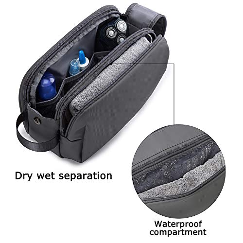 BAGSMART Toiletry Bag for Men, Travel Toiletry Organizer Dopp Kit Water-resistant Shaving Bag for Toiletries Accessories, Grey