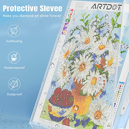 ARTDOT A2 Storage Book for Diamond Painting Kits, Diamond Art Portfolio Folder with 30 Pocket Slevees Protectors (16.4x22inches)